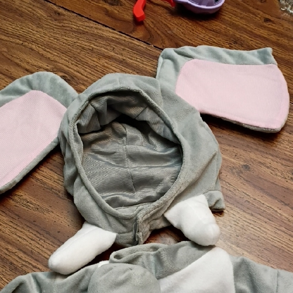 🐘 Gray Elephant Costume with Pink Ears Size 0-6 Months - Picture 2 of 12